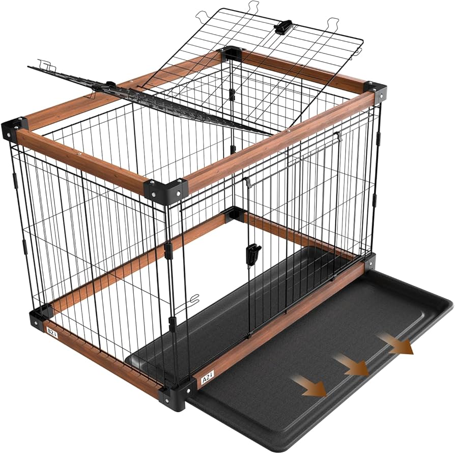 1月末まで】犬用ケージ 小型・中型犬 木製フレーム Amazon.co.jp