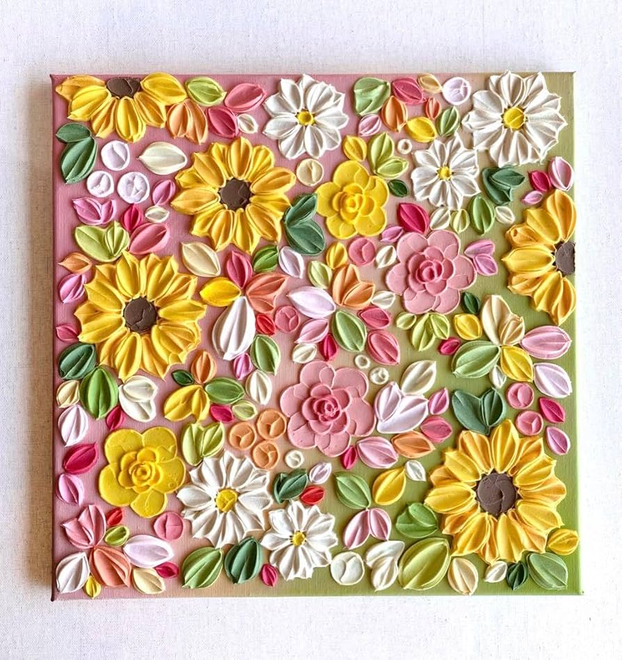 テクスチャーアート 絵画 インテリアアート 花 立体 絵 花の絵