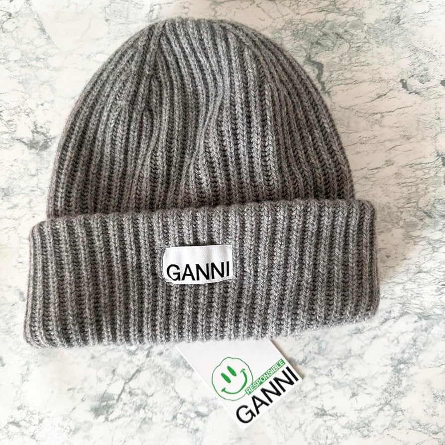 GANNI ガニー グレーニット帽 ニットキャップ
