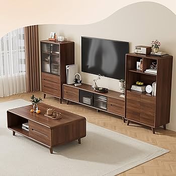 Amazon｜JIAOCKJIAO ブラウン テレビ台、テレビボード、モダンな