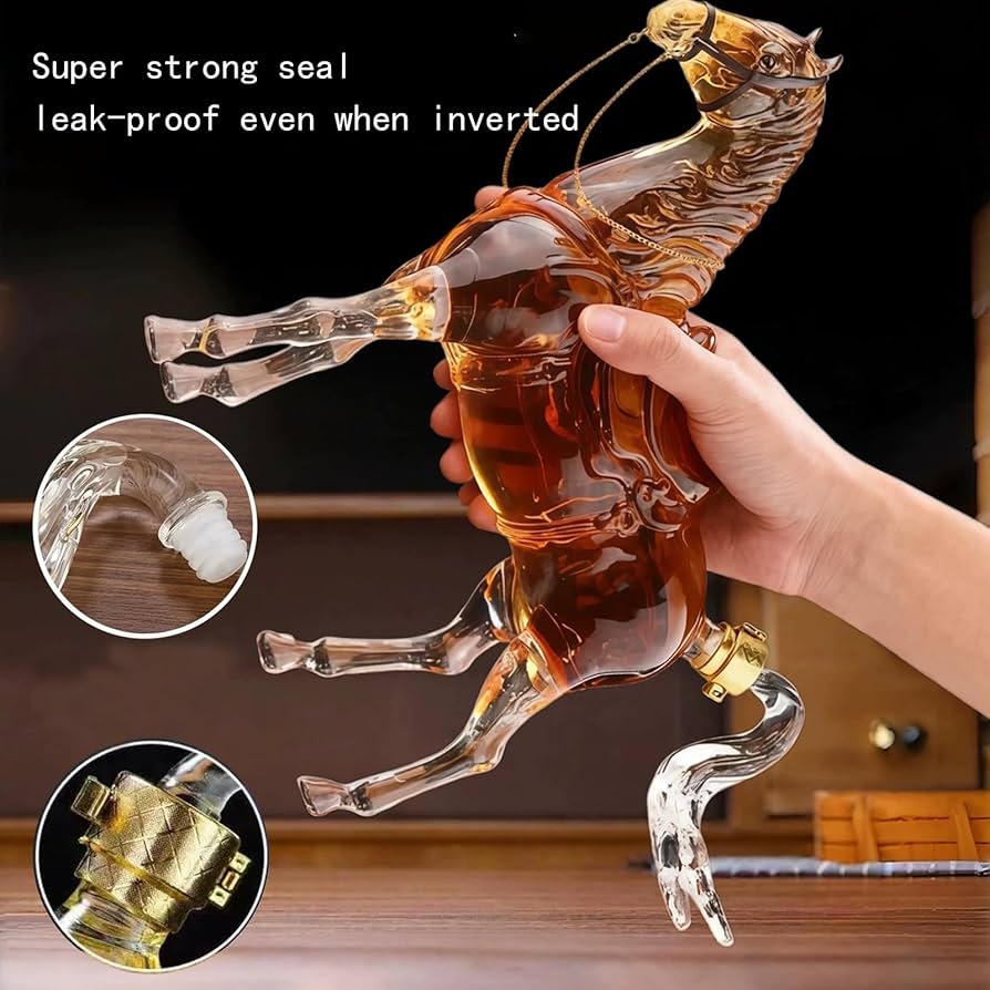 Amazon.co.jp: 面白い馬のウイスキーボトル 1000ml - 芸術的なガラスの