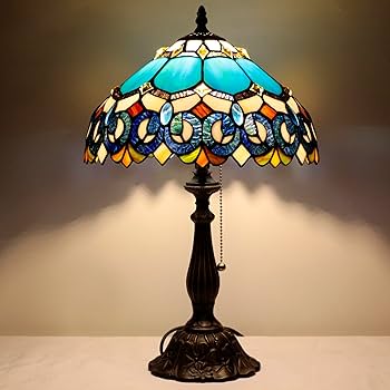 ZJART Tiffany Table Lamp Stained Glass Lamp 12X12X19 Inch Antique