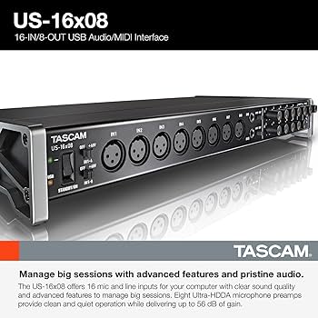 Amazon.com: Tascam US-16x08 Rackmount USB Audio/MIDI Interface for