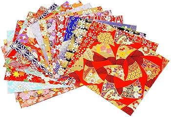 Amazon | 友禅和紙 千代紙 折り紙 材質が厚い 単面 14cm角 (100枚 100