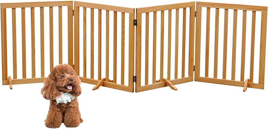 Amazon.com: HAXIMWO6 Wooden Dog Gate 4-Panel Freestanding Pet
