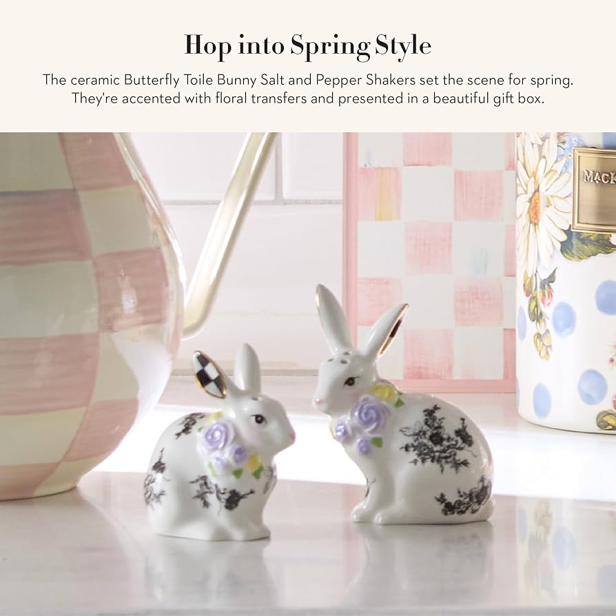 Amazon.com: MACKENZIE-CHILDS Bunny Salt and Pepper Shaker Set