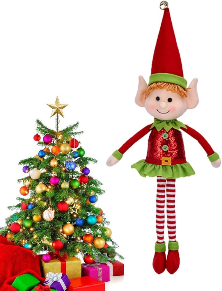 Amazon.co.jp: クリスマスエルフ人形 - クリスマスツリー用の長い脚の