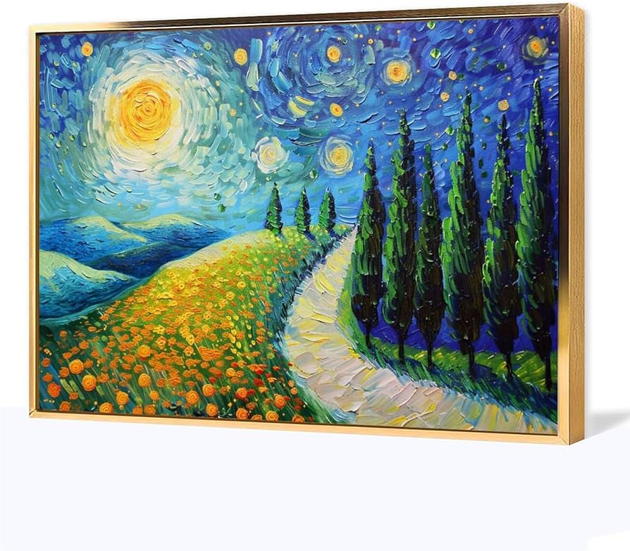 Amazon.co.jp: 絵画 星空の油絵 アートパネル ポスター 油絵イラスト