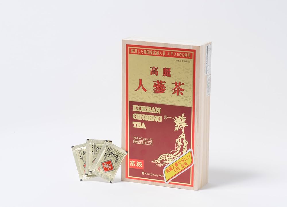 Amazon.co.jp: 高麗人参茶3㌘x100袋 高麗人参エキス15％含有 木箱