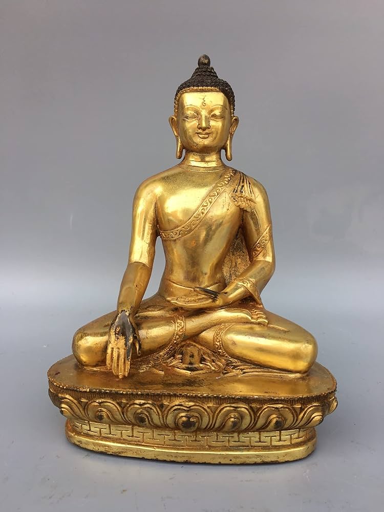 Amazon｜9インチ チベット仏教 古いブロンズ 釈迦牟尼像 座っている