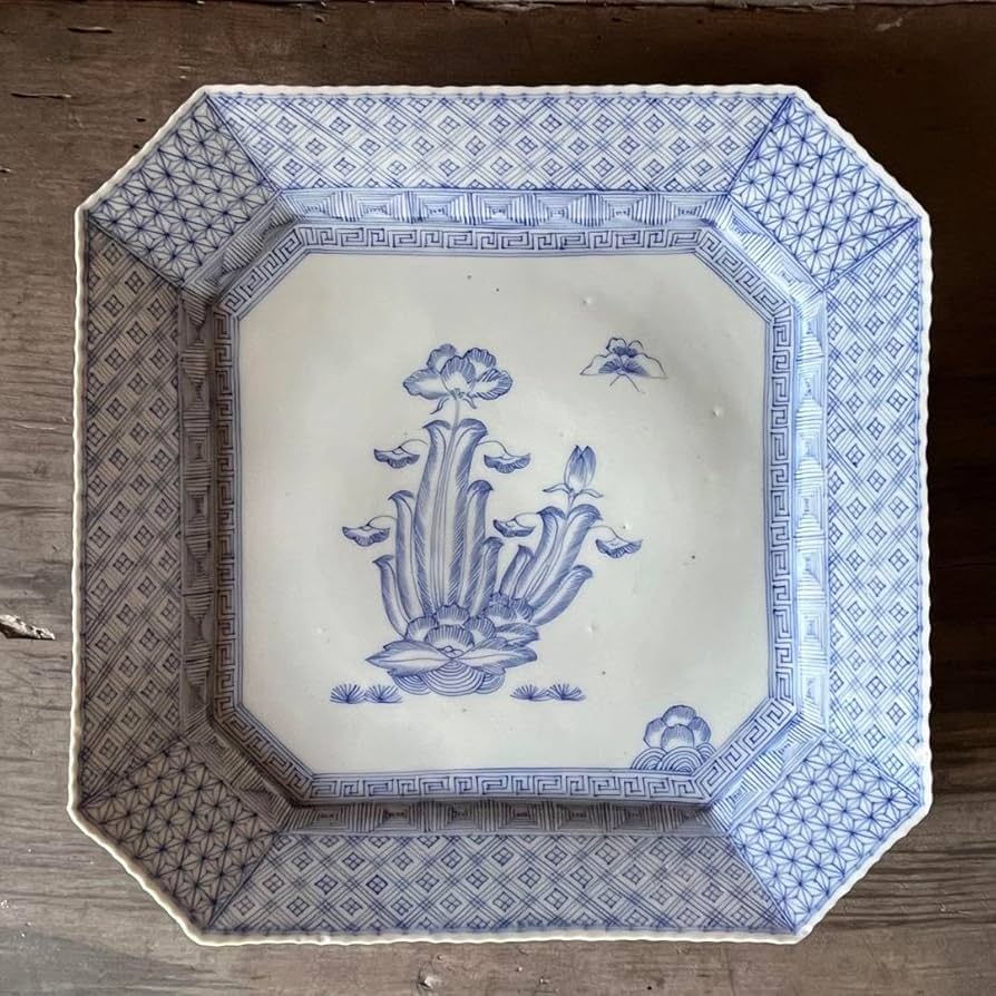 古伊万里 角皿 裏印 乾 古伊万里 角皿 裏印 乾