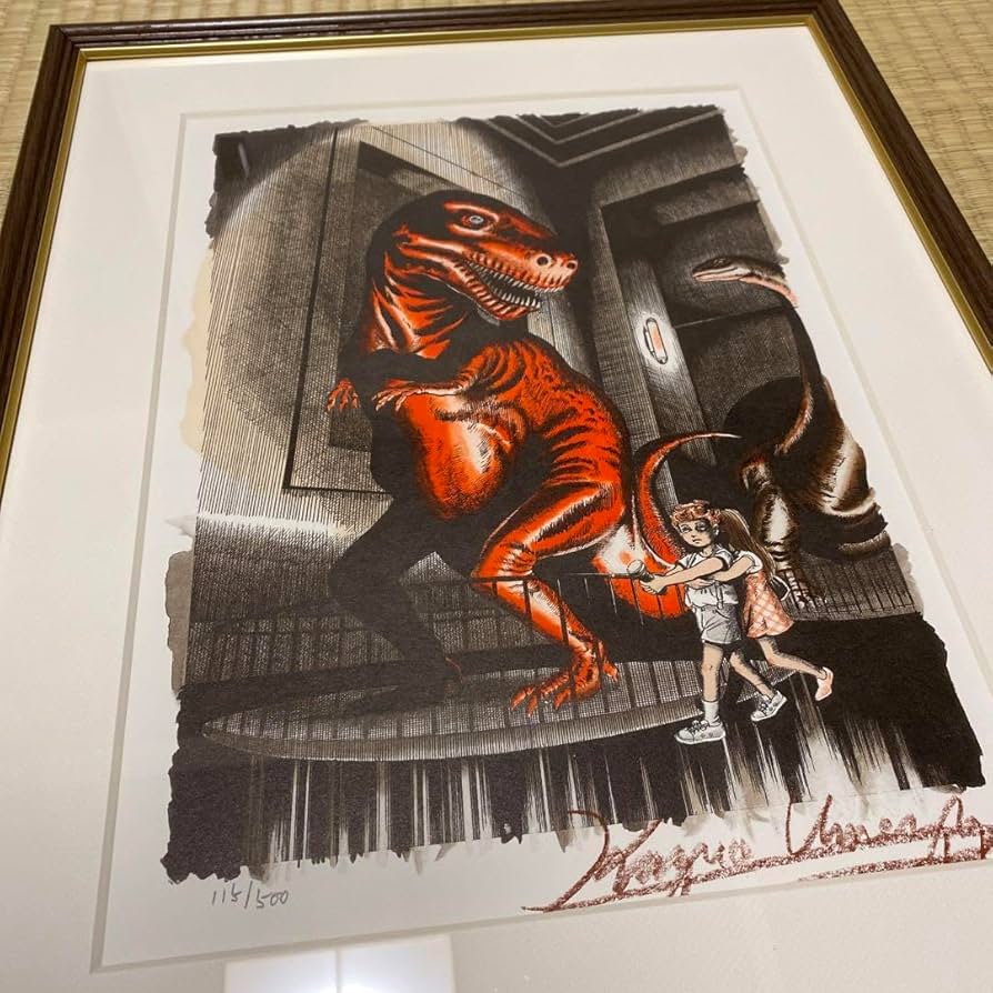 鳥山明カラーイラスト複製原画 サイン入り 所ジョージ 当時物 額付き