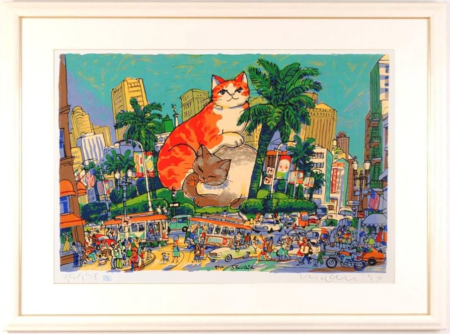 絵画 油絵 マイケルルー ベビー#42 マイケル・ルーの猫の絵のポップ