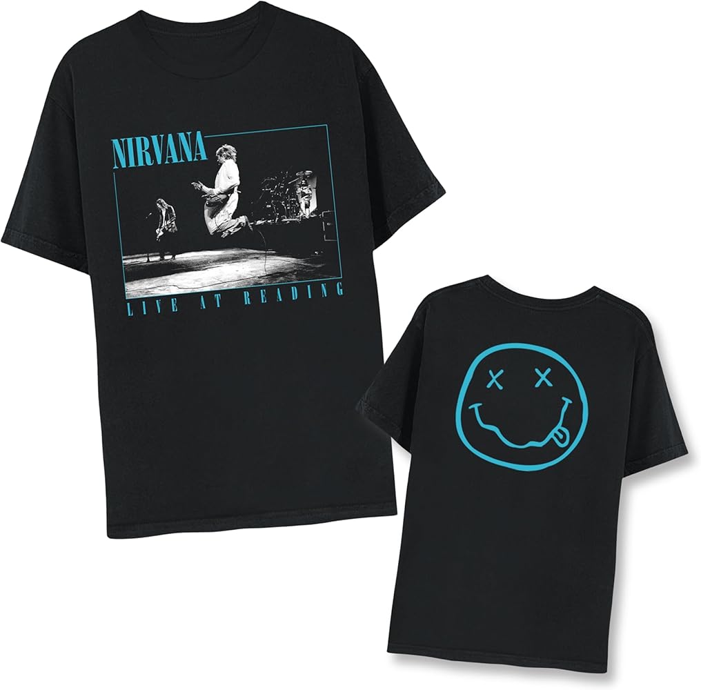 Nirvana Live at Reading Front & Back Adult Black Short Sleeve T