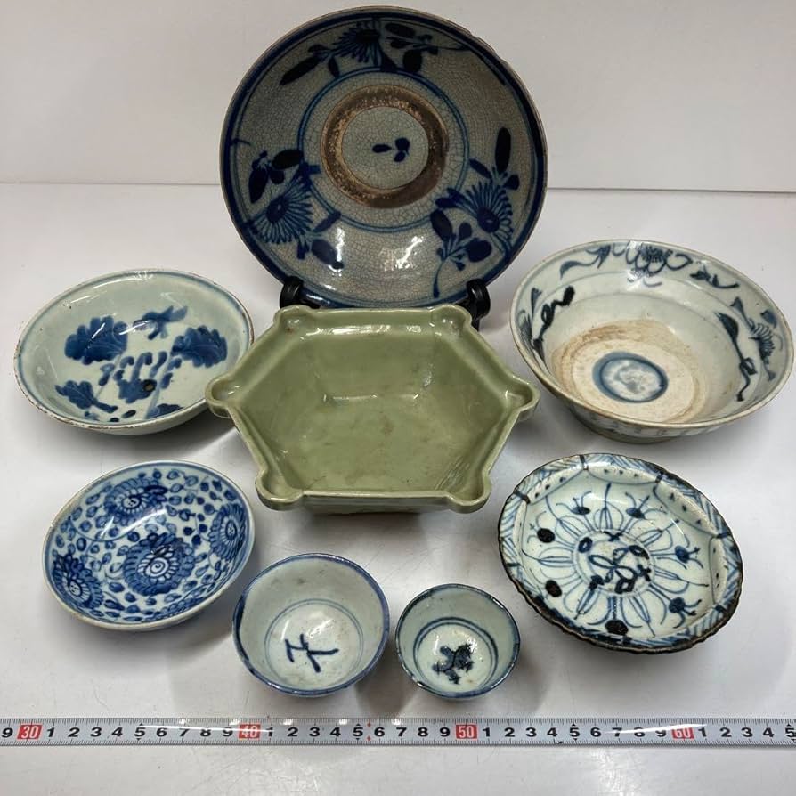 中国清時代染付大皿 清時代 骨董品 染付皿 大清道光年製 中国 陶芸古