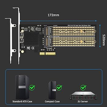 Amazon.com: GLOTRENDS PA20 Dual M.2 NVMe to PCIe 3.0 X4 Adapter