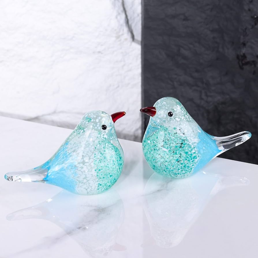 ガラス製 鳥のオブジェセット 2つ ガラス製 鳥のオブジェセット 2つ