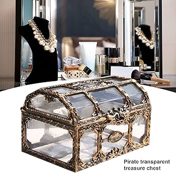 Amazon｜アンティーク 宝箱海賊の宝箱,透明なジュエリーボックス