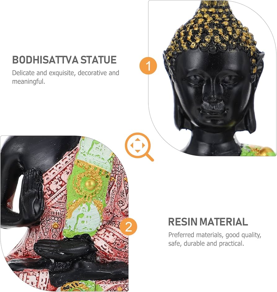 Amazon｜手描きの彫刻 タイの座る仏像 寺院 お土産 瞑想 仏像 置物