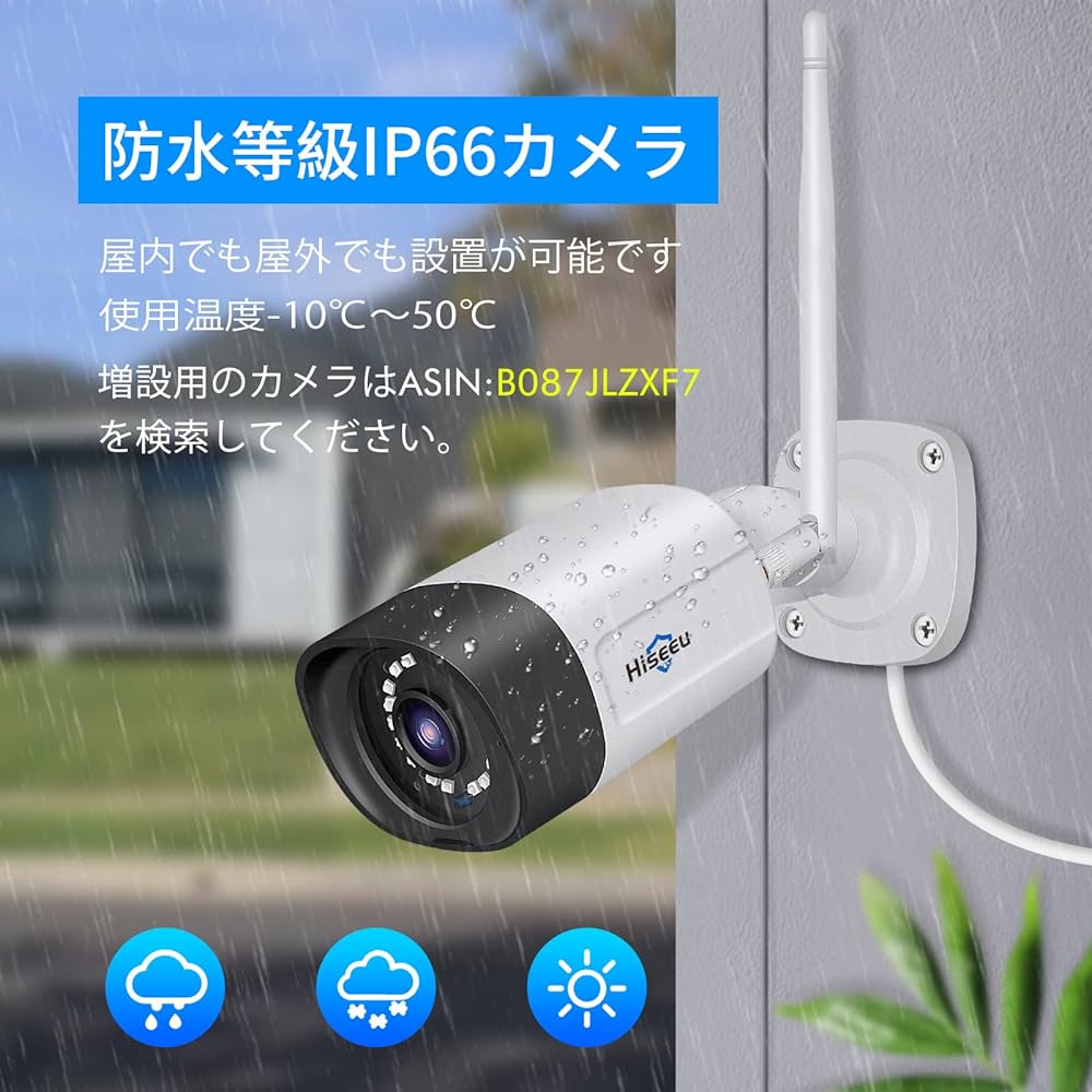 Amazon.co.jp: 防犯カメラ ワイヤレスHiseeu 一体型NVR 1920P 500万