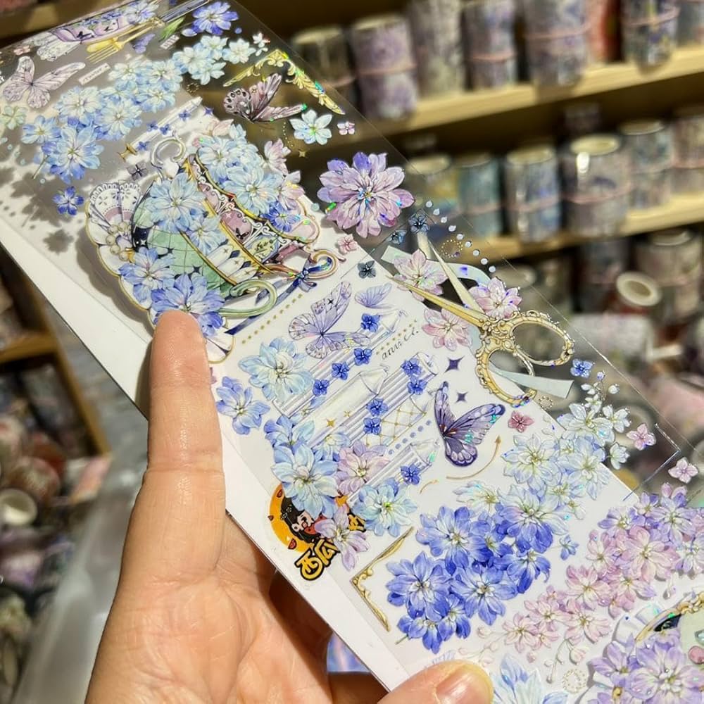 K02 海外マステ 野葵 狸 水晶PET 切り売り 狐 人物 装飾 マステ 海外