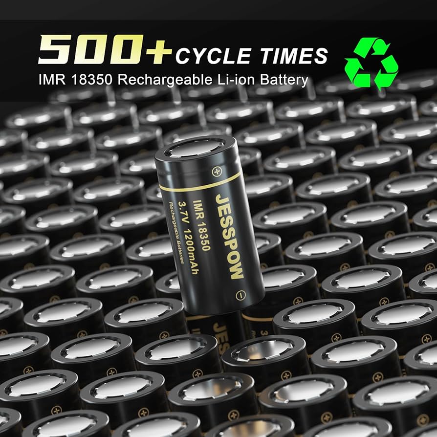 Amazon.com: JESSPOW 18350 3.7V Rechargeable Battery 1200mAh Flat