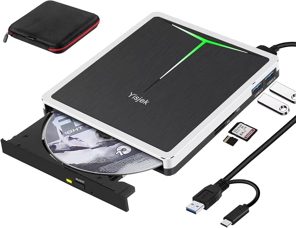 Amazon.co.jp: Yisjek 外付けDVDドライブ USB 3.0 Type-C CD/DVD +/-RW
