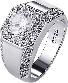 925 Sterling Silver Delicate Rings for Men Silver Plated White