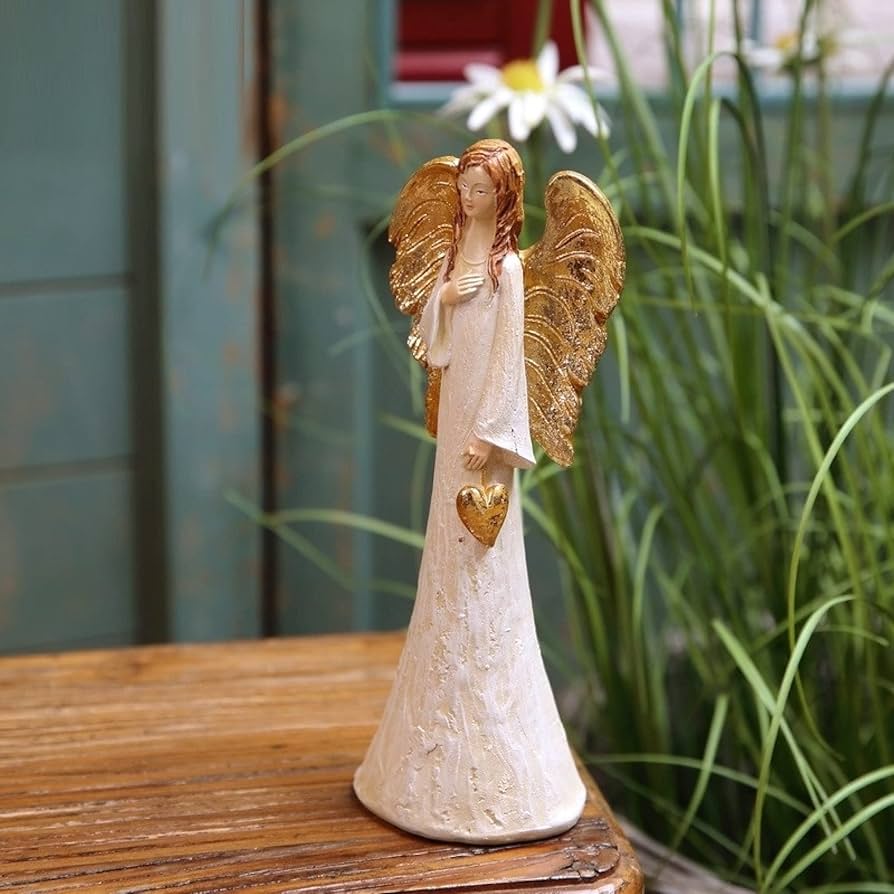 Amazon.co.jp: 装飾像 天使の少女の彫刻金の羽の翼の置物の装飾工芸品