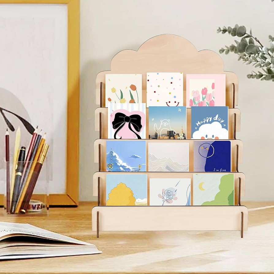 Amazon.co.jp: 木製 展示台 4段 陳列棚 ディスプレイ棚 カード・名刺