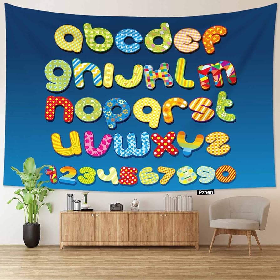 Amazon.co.jp: Pznen ABC アルファベットタペストリー モトリー