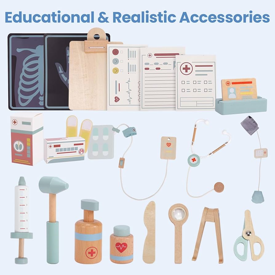 Amazon.com: Joylike Wooden Doctor Playset, Kids Doctor Kits with