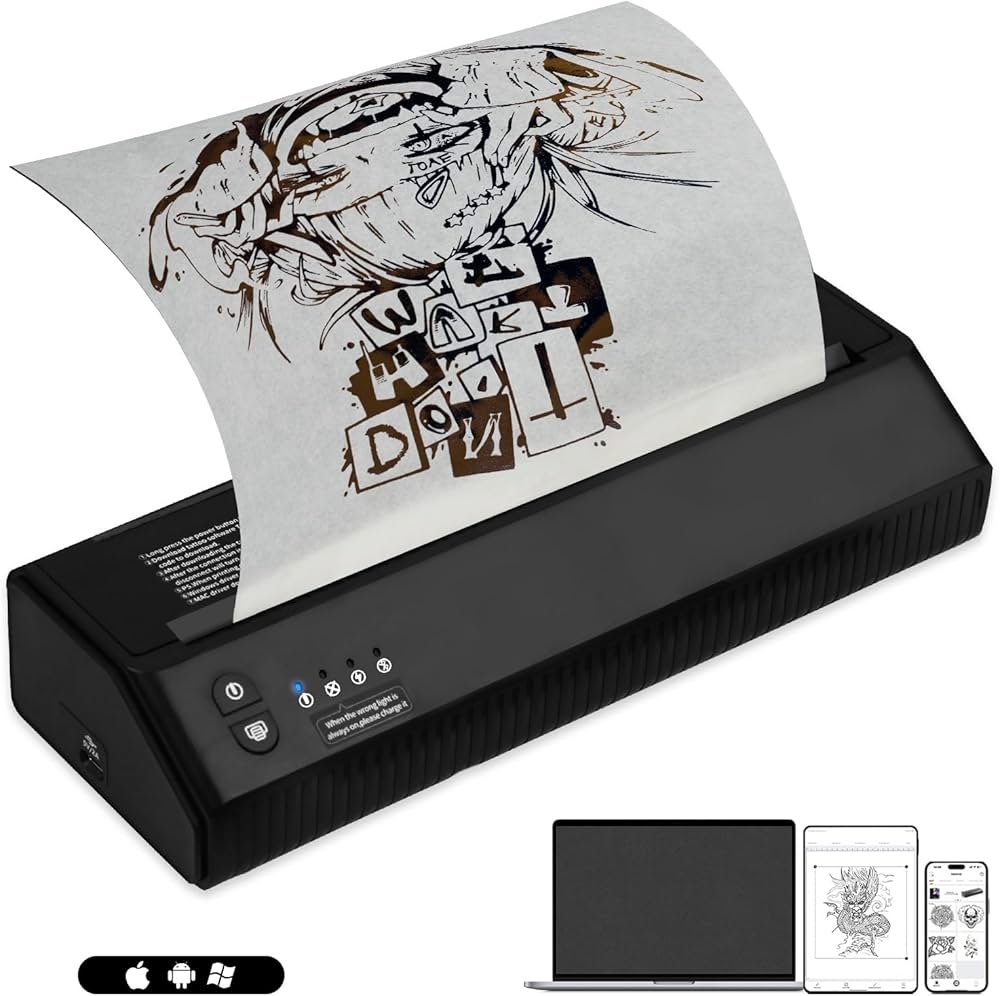 Dragoart MHT-P8008 Tattoo Stencil Printer, Black, Monochrome