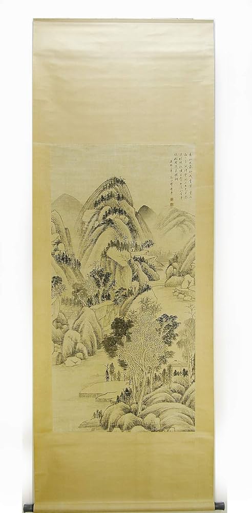 中国絵画 清国 名家 表江 「阿房宮」 山水絵 国画 巻物 巻き絵 【公式