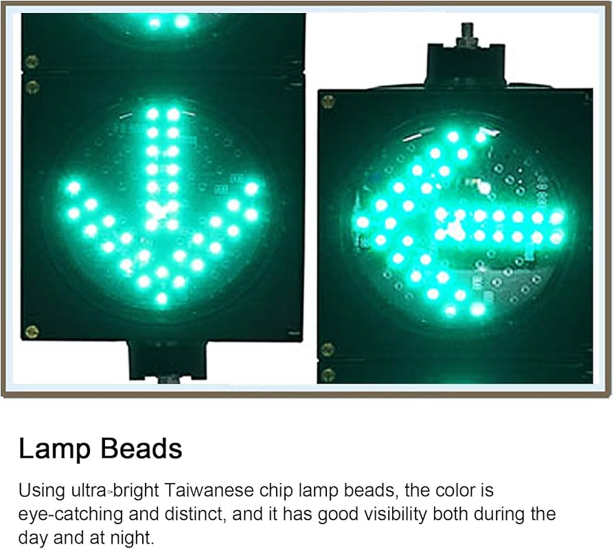 Amazon.co.jp: 200mm グリーン矢印信号標識ライト、左折、直進交通停止