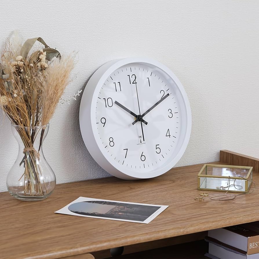Amazon.co.jp: 不二貿易 壁掛け電波時計 静音 アナログ 直径25cm