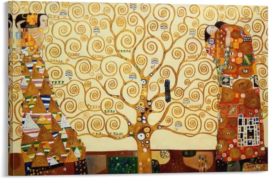 漆絵 クリムトの名作_生命の樹 NH129 ☆秀作☆ 手書き油絵 クリムト