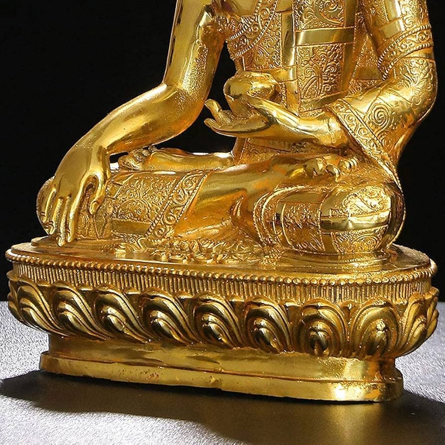 時代 中国美術 仏教美術 チベット仏教 薬師如来坐像 銅製鍍金仏 高27cm