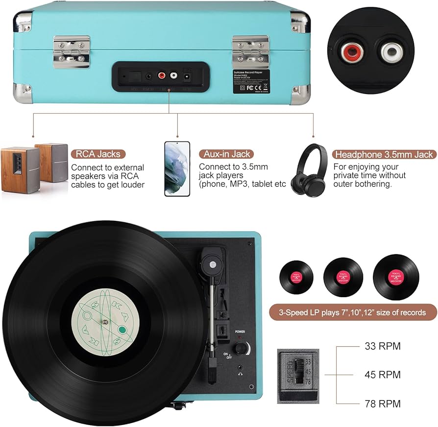 Amazon.co.jp: ヴィンテージターンテーブル 3速ビニールレコード