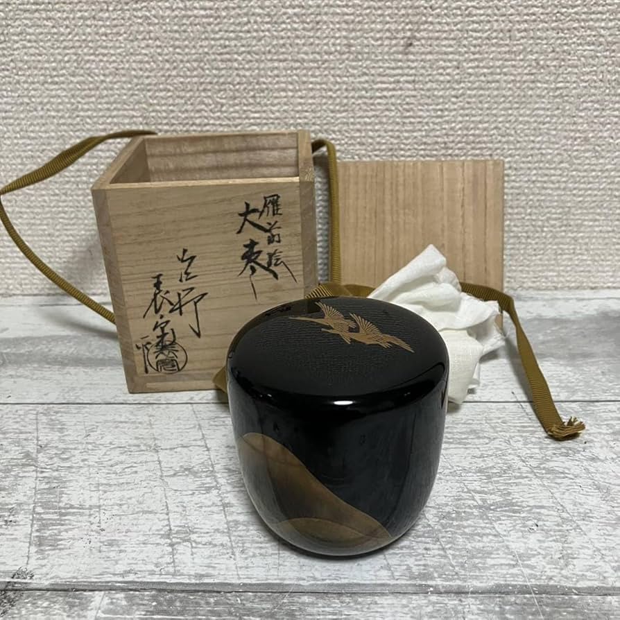 Amazon.co.jp: 茶道具 塗師 川瀬表完作 蒔絵 雁 大棗 共布共箱