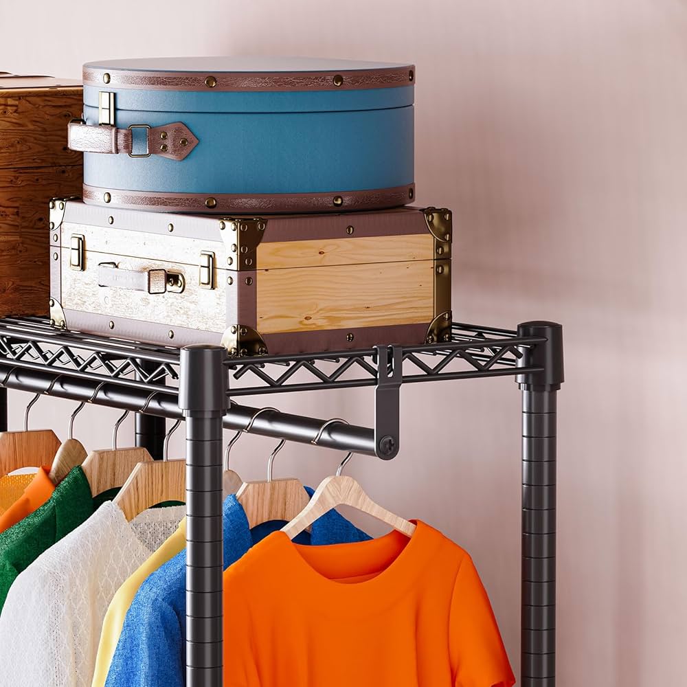 Amazon.co.jp: IZEUK ハンガーラック スリム 棚付き 2つの組み合わせ