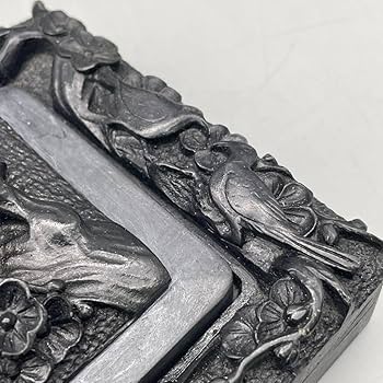 Amazon.co.jp: 書道具 硯 高級 すずり 鳥 梅 桜 松 中国美術 彫刻 骨董