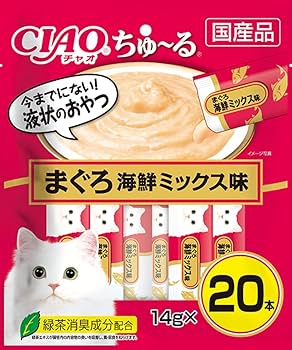 Amazon | チャオ (CIAO) ちゅ~る まぐろ 海鮮ミックス味 14g×20本 猫用