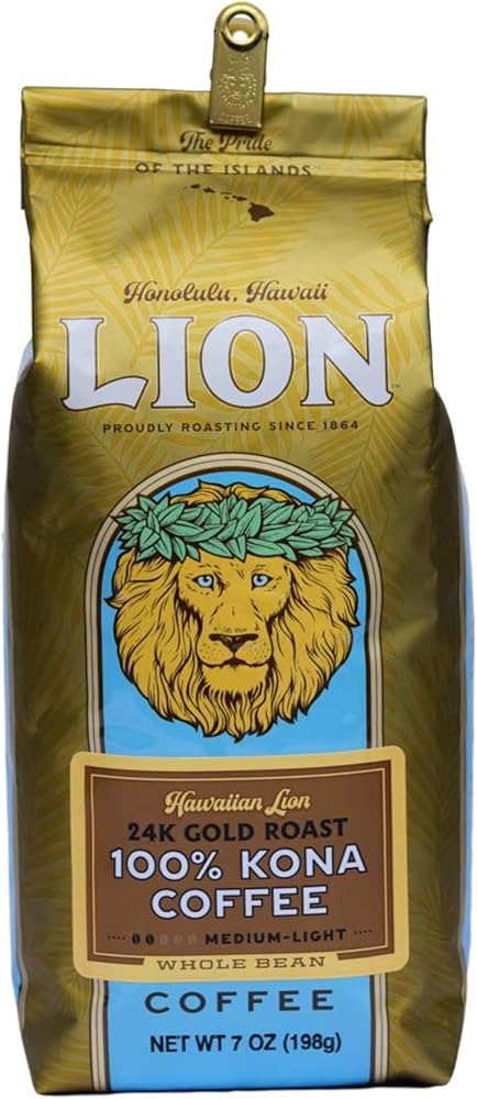 Amazon.com : Lion Coffee 24K Gold Roast 100% Kona Whole Bean