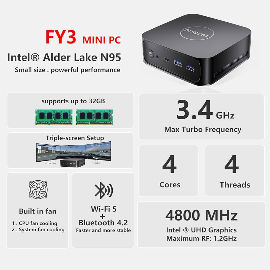 Amazon.com: FUNYET Mini PC Desktop Computer with Intel 12th Gen