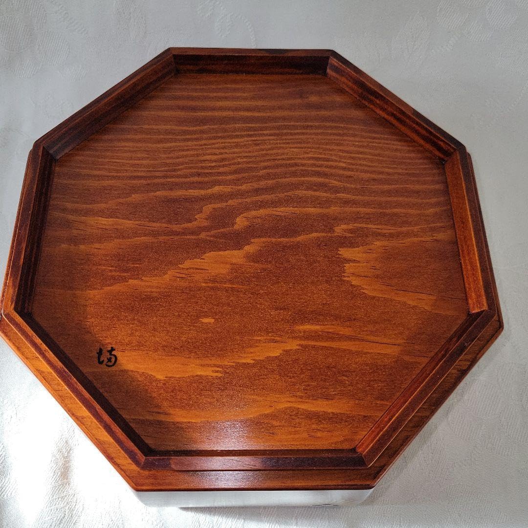 茶道具 上杉満樹作 木製 松摺漆八角喰篭 見返し唐松蒔絵 共箱 ※