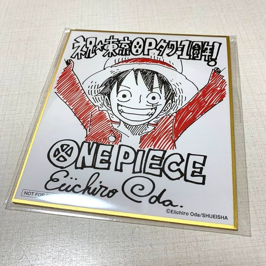 ワンピースタワー 5周年記念原作描き下ろしミニ色紙 ルフィ&ナミ&サボ&