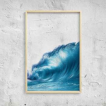 油彩画 海と空の風景 ホワイトフレーム アクリル 油彩画 海と空の風景