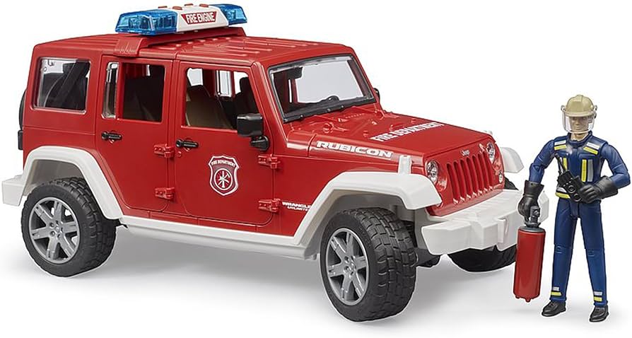 Amazon.com: Bruder Jeep Rubicon fire Vehicle w Fireman : Toys & Games