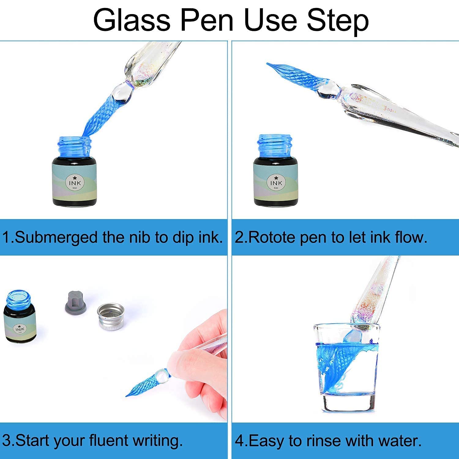 Amazon | ESSSHOP カリグラフィーガラスディップペンとインクセット